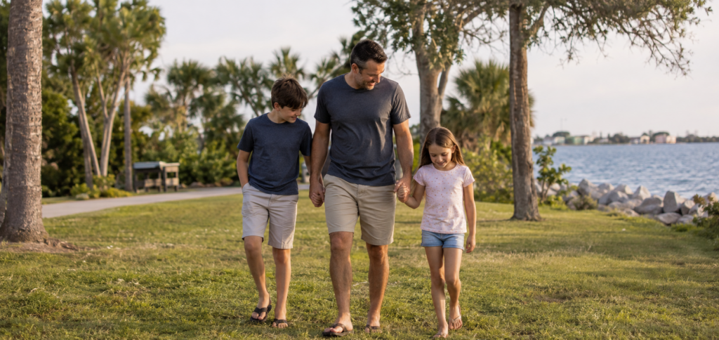Family enjoying time together on a Florida beach